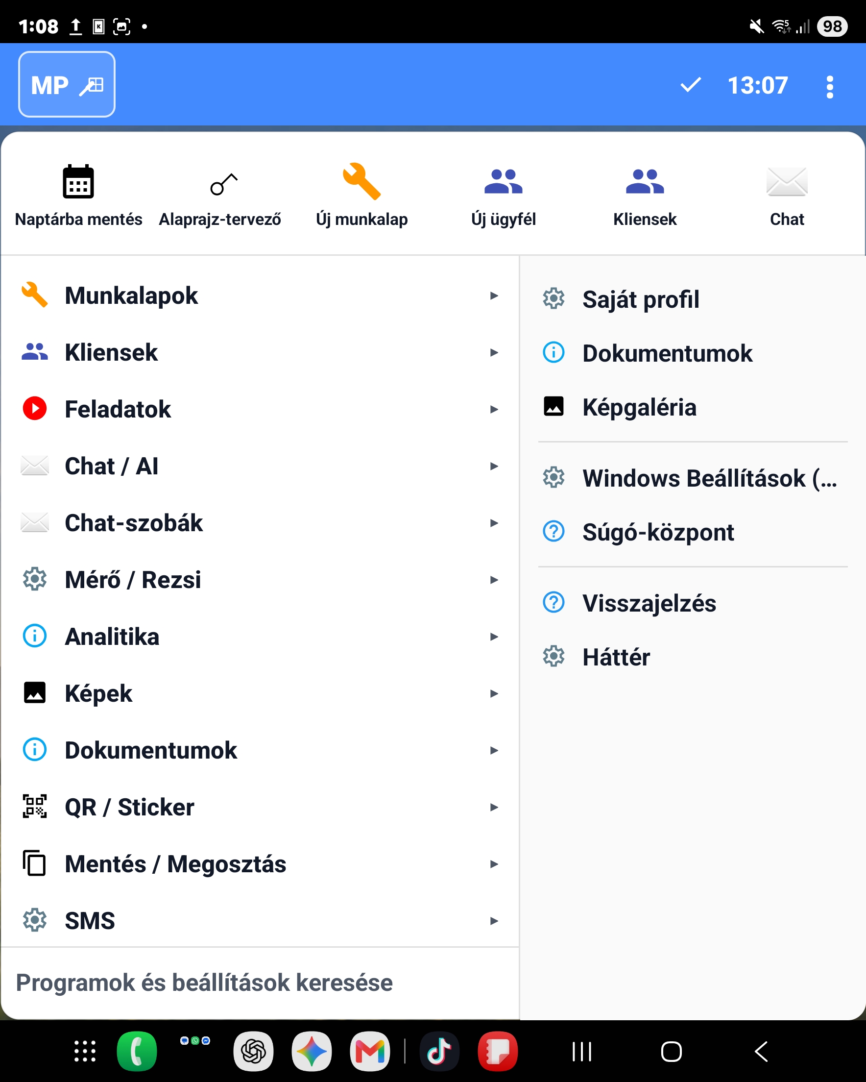 Start menü